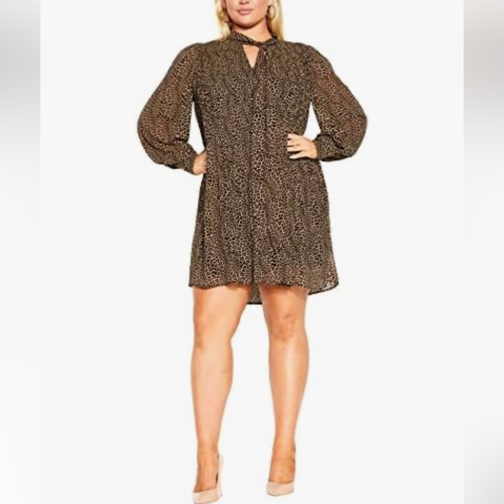 City Chic Leopard Print Dress M
